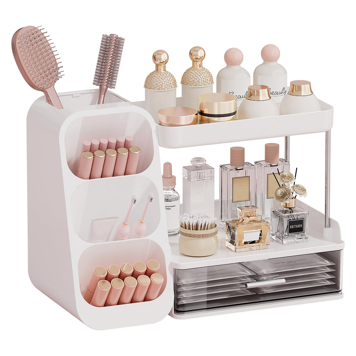 UFORU Makeup Organizer Countertop with Brush Holder for Vanity Bathroom