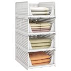 Pinkpum 6 Pack Closet Organizer Storage Bins Stackable Plastic Drawer Shelf