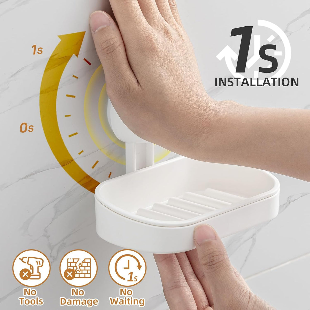 LEVERLOC Soap Holder, Soap Dish for Shower, Suction Cup Bar Soap Holder