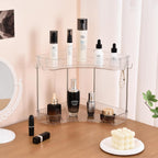 2-Tier Corner Bathroom Organizer Countertop with Hooks, for Makeup/Skincare