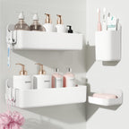Nieifi Adhesive Shower Shelves, Clear, 5 Pieces