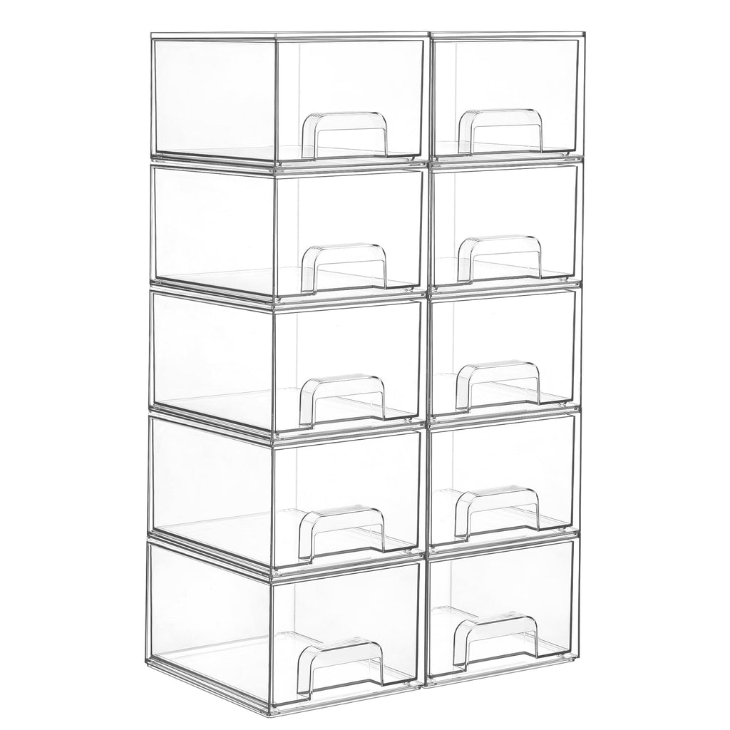 Vtopmart 4 Pack Small Clear Stackable Storage Drawers, Fits Narrow Spaces