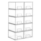 Vtopmart 4 Pack Small Clear Stackable Storage Drawers, Fits Narrow Spaces