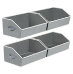 Homsorout Closet Organizers Bins 6 Packs - Large Closet Shelf Organizer with Handles, Fabric Trapezoid Storage Bins, Collapsible Storage Cubes for Clothes, Towels, Light Gray