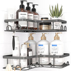 Sakugi Black Corner Shower Caddy Adhesive No Drilling Bathroom Shelves