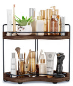 2-Tier Corner Bathroom Counter Organizer, Larger, Dark Brown