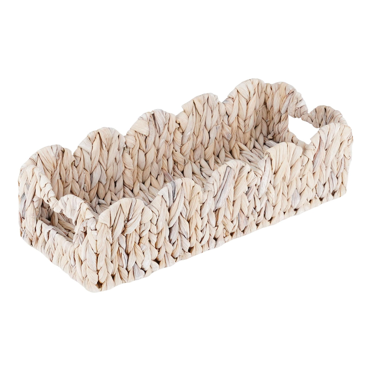 Coeusy Toilet Tank Basket for Bathroom,Scalloped Edge Wicker Basket for Toilet Paper Storage,Small Baskets for Countertop,Shelves,Living Room,Bedroom,Both Organizer&Decor,Natural Water Hyacinth