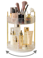 Asayuee 360 Rotating Makeup Organizer for Vanity,2 Tier Large Capacity Skincare Organizers,Bathroom Counter Organizer, Spinning Perfume Organizer & Vanity Organizer (Green-2 Tier)