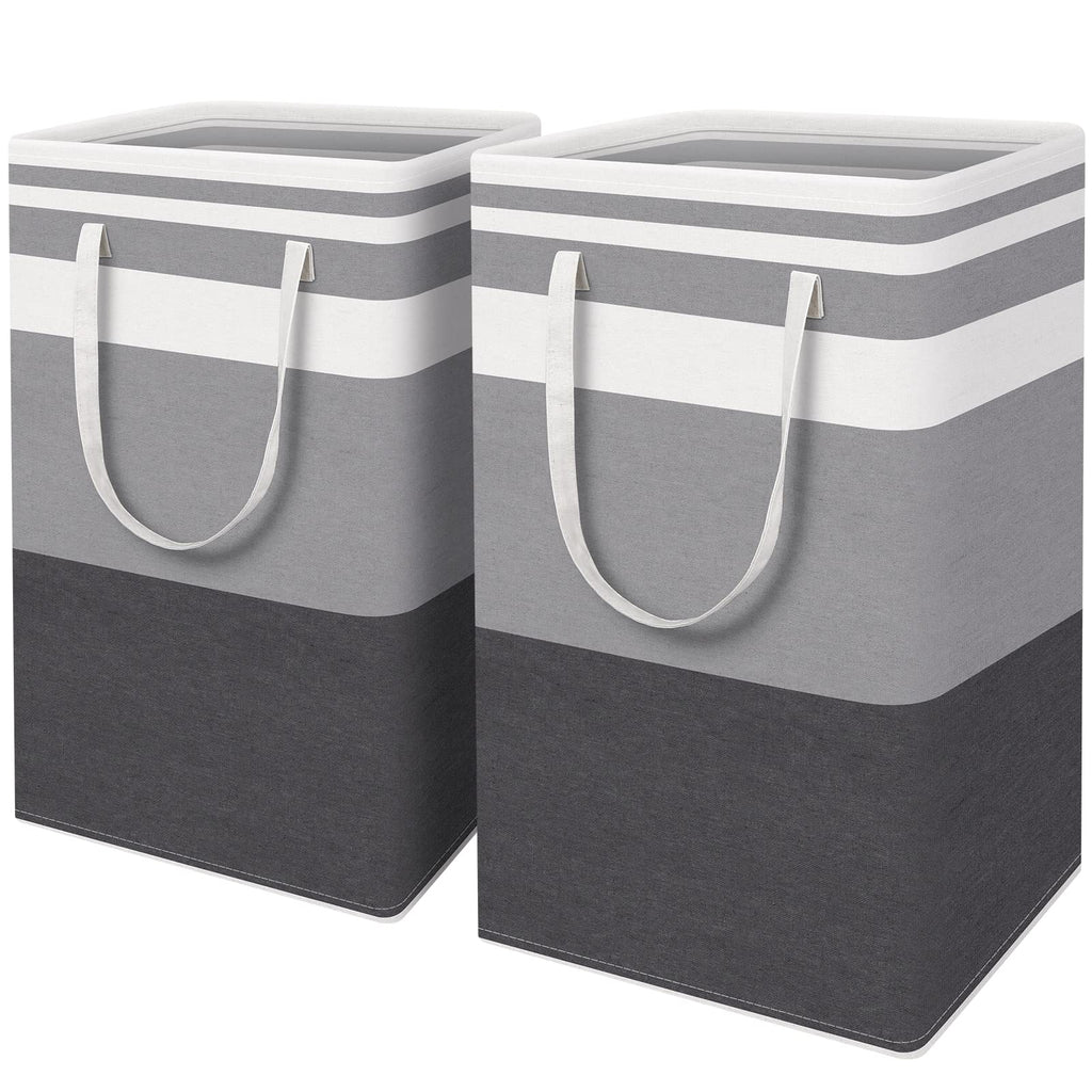 HomeHacks 2 Pack Large Laundry Baskets, Laundry Hampers Bags (Grey 75Lx2)