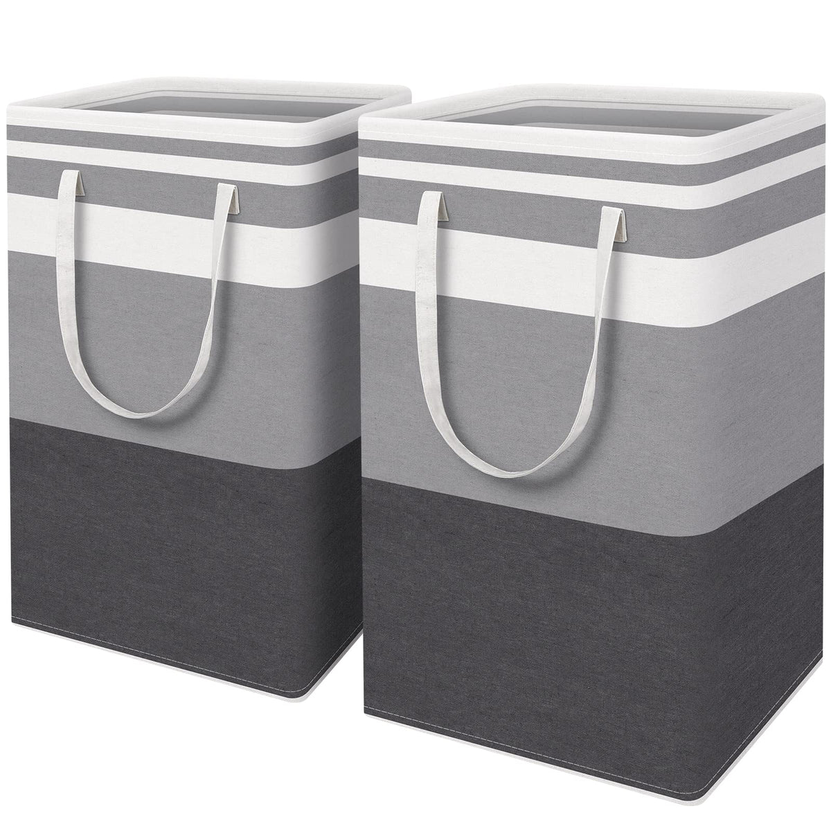 HomeHacks 2 Pack Large Laundry Baskets, Laundry Hampers Bags (Grey 75Lx2)