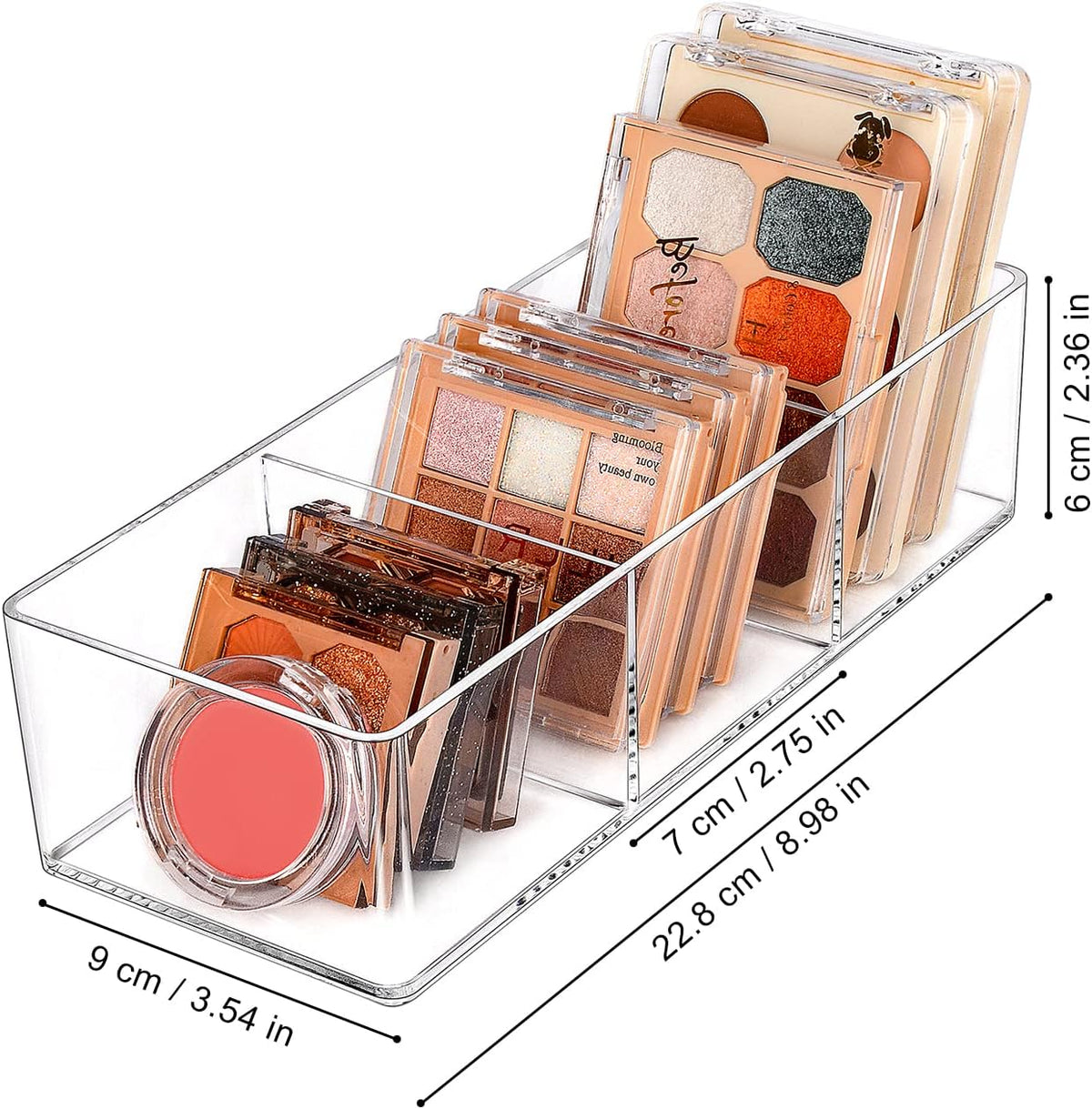 JessLab Acrylic Organizers, Bathroom Organizer for Drawer, Cosmetic Display Cases for Vanity, Countertop, Desk, Kitchen, and Makeup Storage, 3-Section