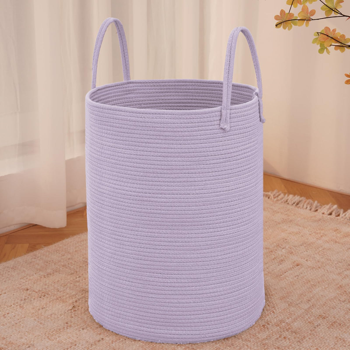 JMvicyroam 60L Cotton Rope Laundry Basket Hamper, Brown