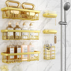 Veken Shower Caddy 6-Pack with Hooks, Bathroom Organizers & Storage, Black