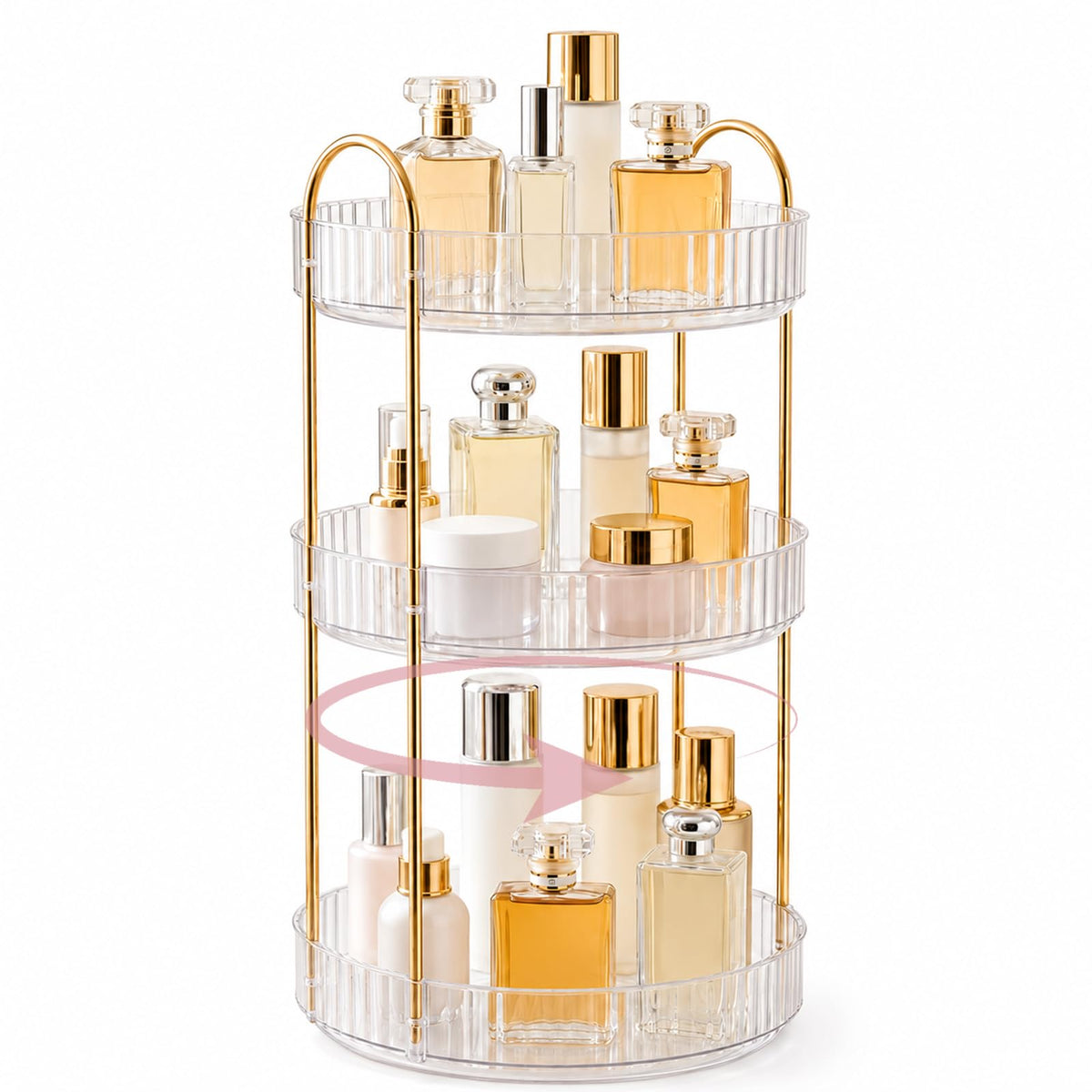 Rotating Makeup Organizer Countertop, Bathroom Lazy Susan Tray Stand