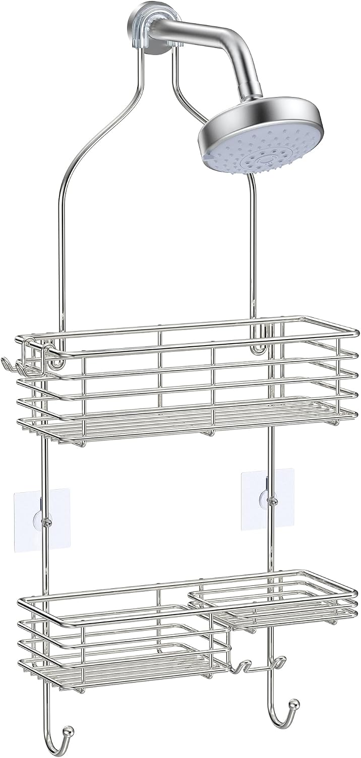 SMARTAKE Hanging Shower Head Caddy, Shower Shelf Organizer, Silver