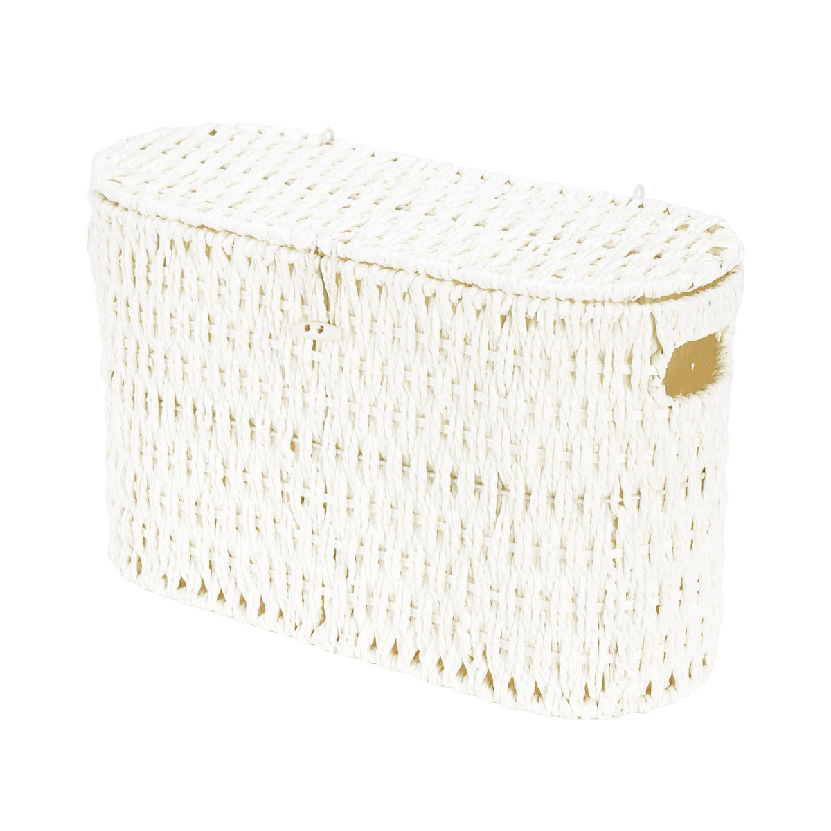 Coeusy Toilet Paper Storage Basket with Lid, Paper Rope Wicker Basket for Bathroom Organizers and Storage, Toilet Paper Holder for Up to 6 Mega Rolls, Boho Hand-Woven Decorative Decor, Natural