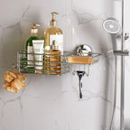 LEVERLOC Shower Caddy Suction Cup, 2 Pack Suction Shower Shelf With Hooks