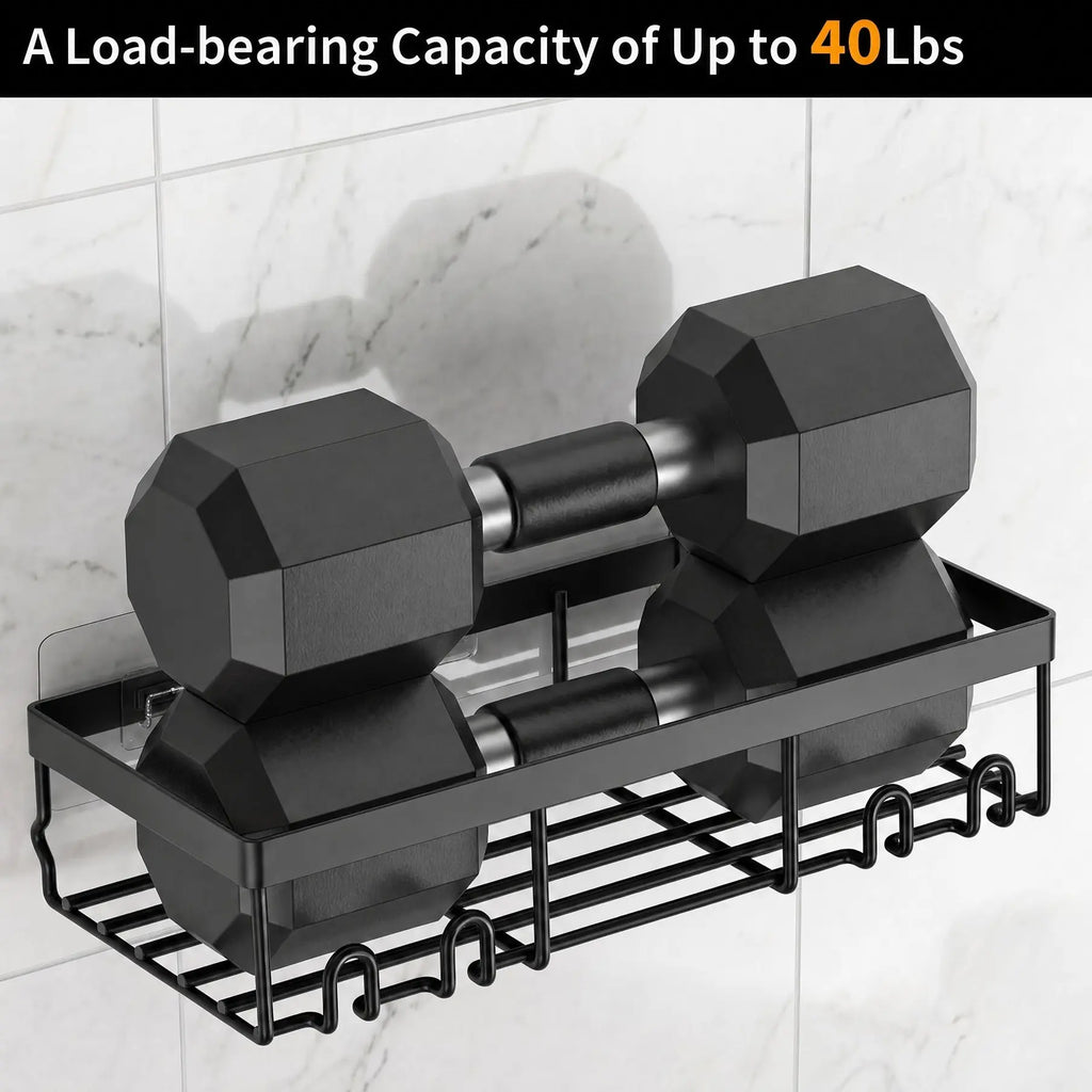 5-Piece Shower Rack Set, No-Drill Adhesive Rust-Proof Bathroom Organizer, Large Capacity Wall-Mounted Shelf, Essential for Bath, Kitchen, Home