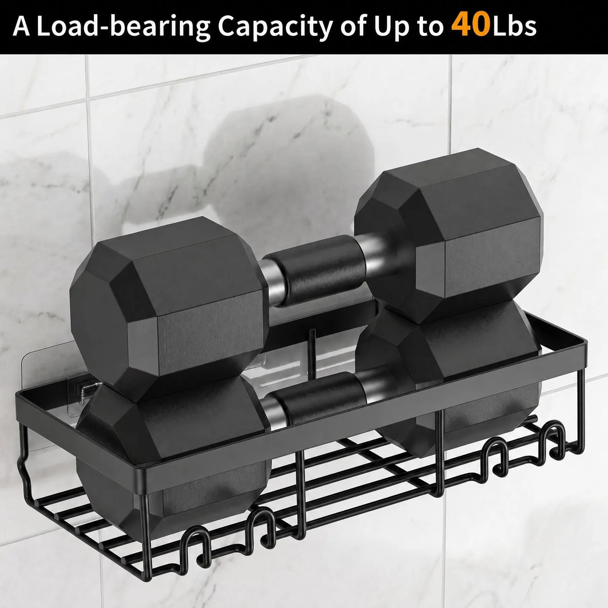 5-Piece Shower Rack Set, No-Drill Adhesive Rust-Proof Bathroom Organizer, Large Capacity Wall-Mounted Shelf, Essential for Bath, Kitchen, Home