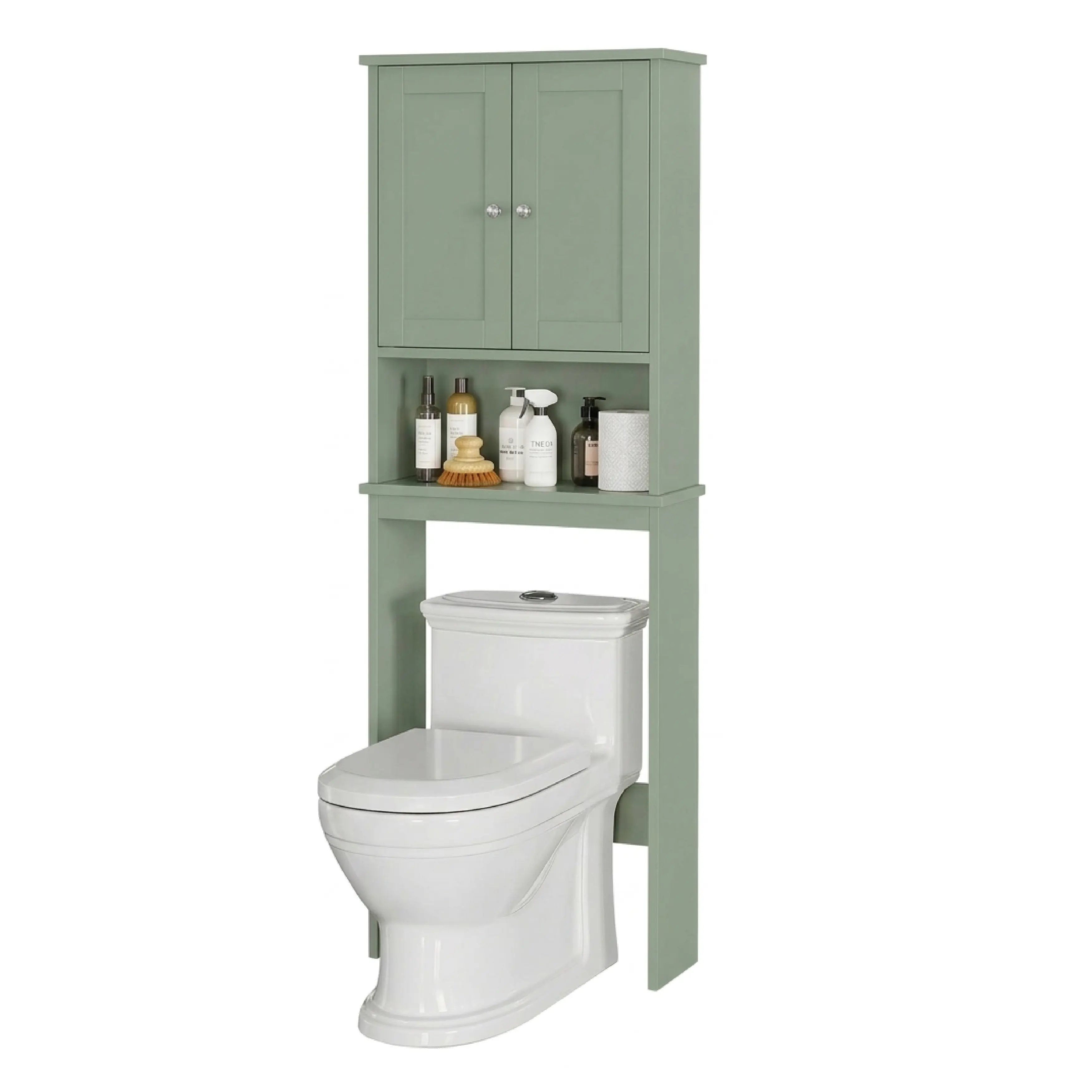 Walsunny Over The Toilet Storage Cabinet, Bathroom Shelf Organizer with Anti-Tip Device Small Freestanding Space Saver with Adjustable Decor Racks