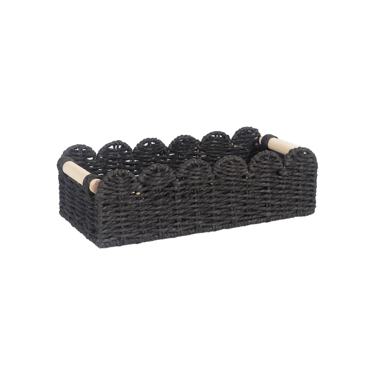 Rattan Wicker Storage Basket Handwoven Natural with Fan Edge Design, Toilet Tank Top Organizer and Decorative Basket for Bathroom Bedroom Living