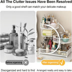 A 3-Tier Metal Cosmetic Organizer with a Varnished End, Featuring a Tissue Box. This Lightweight And No-Installation-Required Storage Rack Can Serve As a Dressing Table Or a Countertop Organizer in The Bathroom