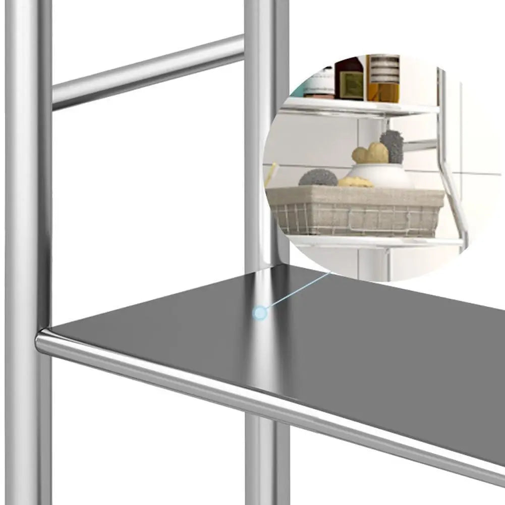 3-Tier Over The Toilet Storage Shelf, White Iron Bathroom Organizer with 2 Removable Hooks & Stability Protection, Freestanding Cabinet for Restroom,home decor,camping essentials