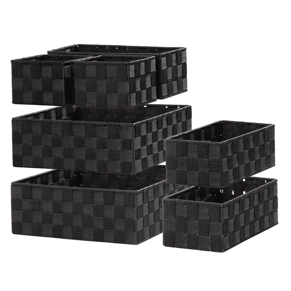 Posprica Small Black Baskets Cube Bin Container Tote,Woven Storage Baskets for Organizing Organizer Divider for Drawer, Closet, Shelf, Dresser, Set of 4