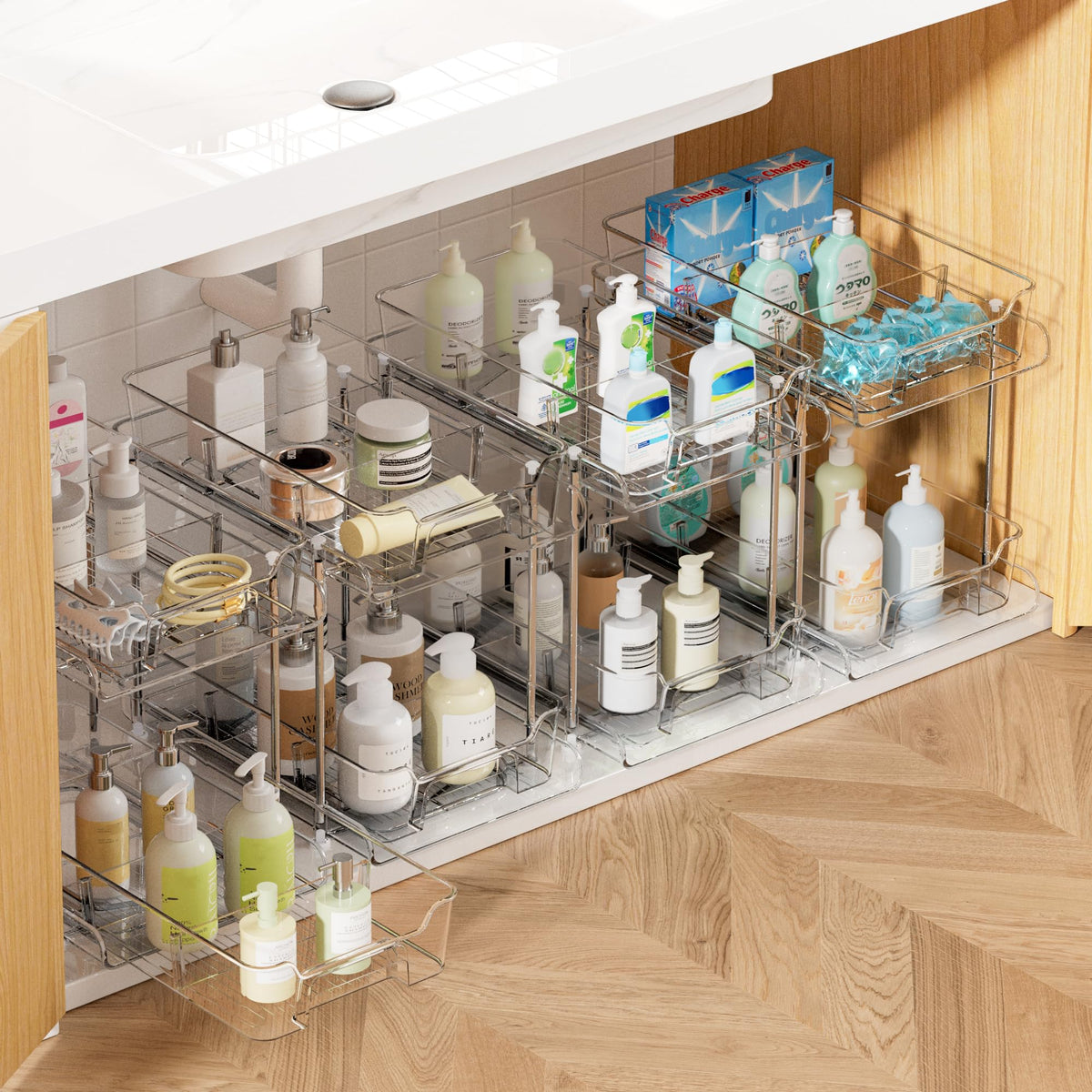 Vtopmart 4 Pack Pull Out Bathroom Under Sink Organizer (S-Standard)