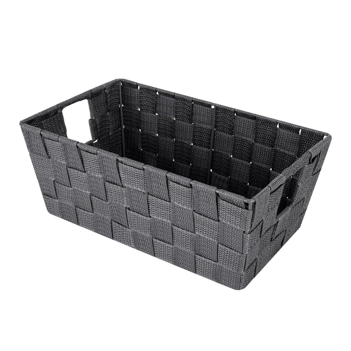 Whitmor Small Woven Storage Baskets for Shelves - Decorative Organizer Bins with Metal Structure, Versatile Shelf Storage Solution for Home Organization & Closet (Black)