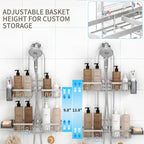 Adjustable Shower Caddy Hanging for Handheld Showerheads, Rustproof, Silver