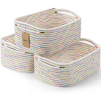 3 Pack Small Storage Baskets for Organizing, 11.8×7.8×5.1", Mixed Brown
