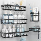 Liuoud 5 Pack Shower Caddy for Inside Shower, Gold Bathroom Storage Decor