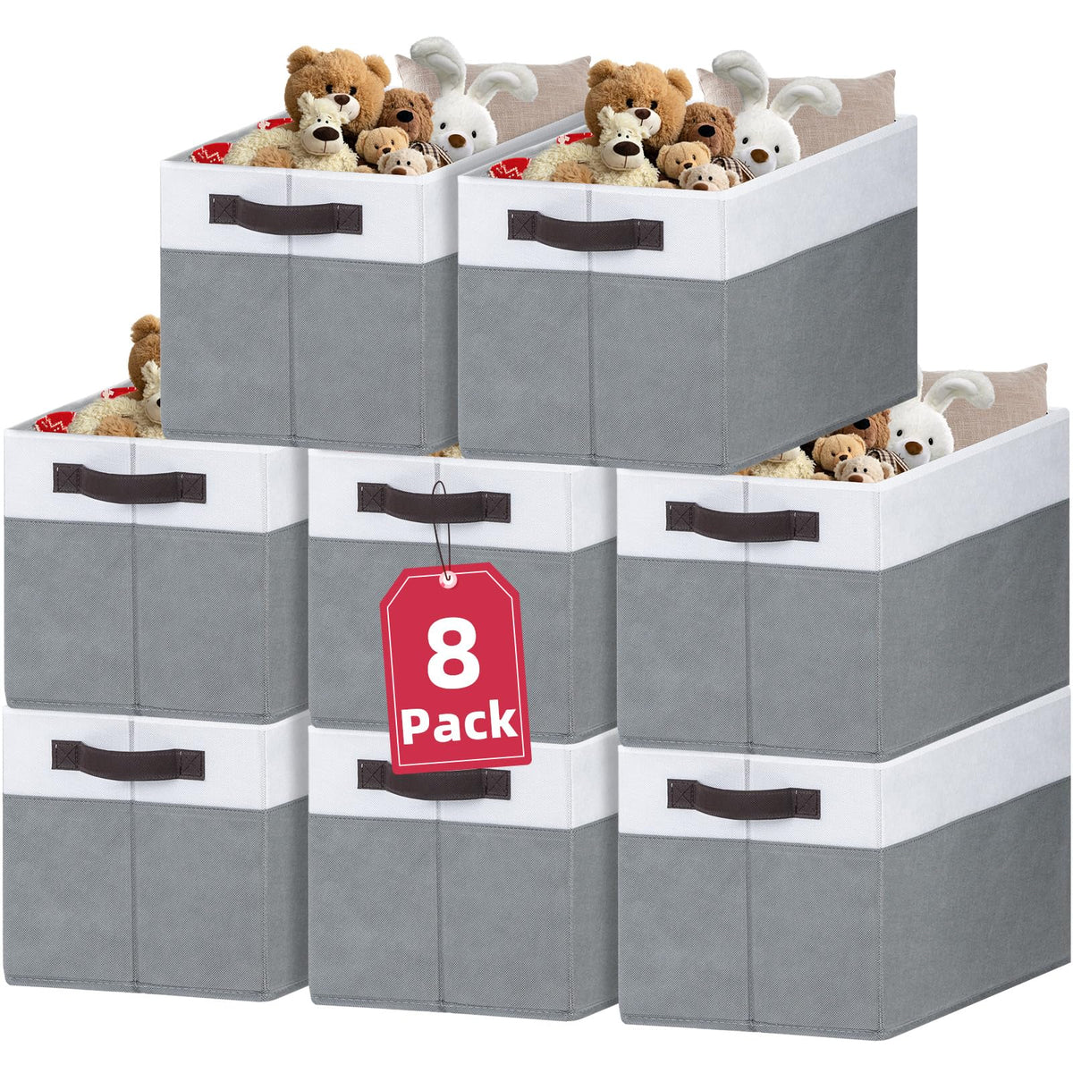 4 Pack Large Closet Storage Baskets Bins for Shelves | Fabric Closet Organizers and Storage with Handles Home Organization | Decorative Collapsible Baskets for Organizing Clothes Toy Nursery 14"x10"