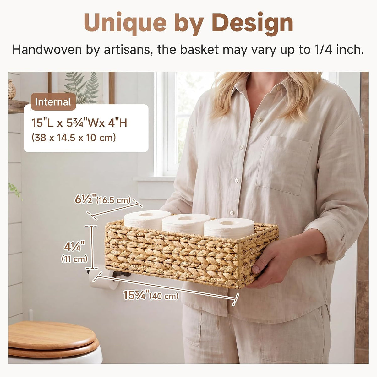 StorageWorks Wicker Toilet Paper Basket, Toilet Tank Basket for Bathroom