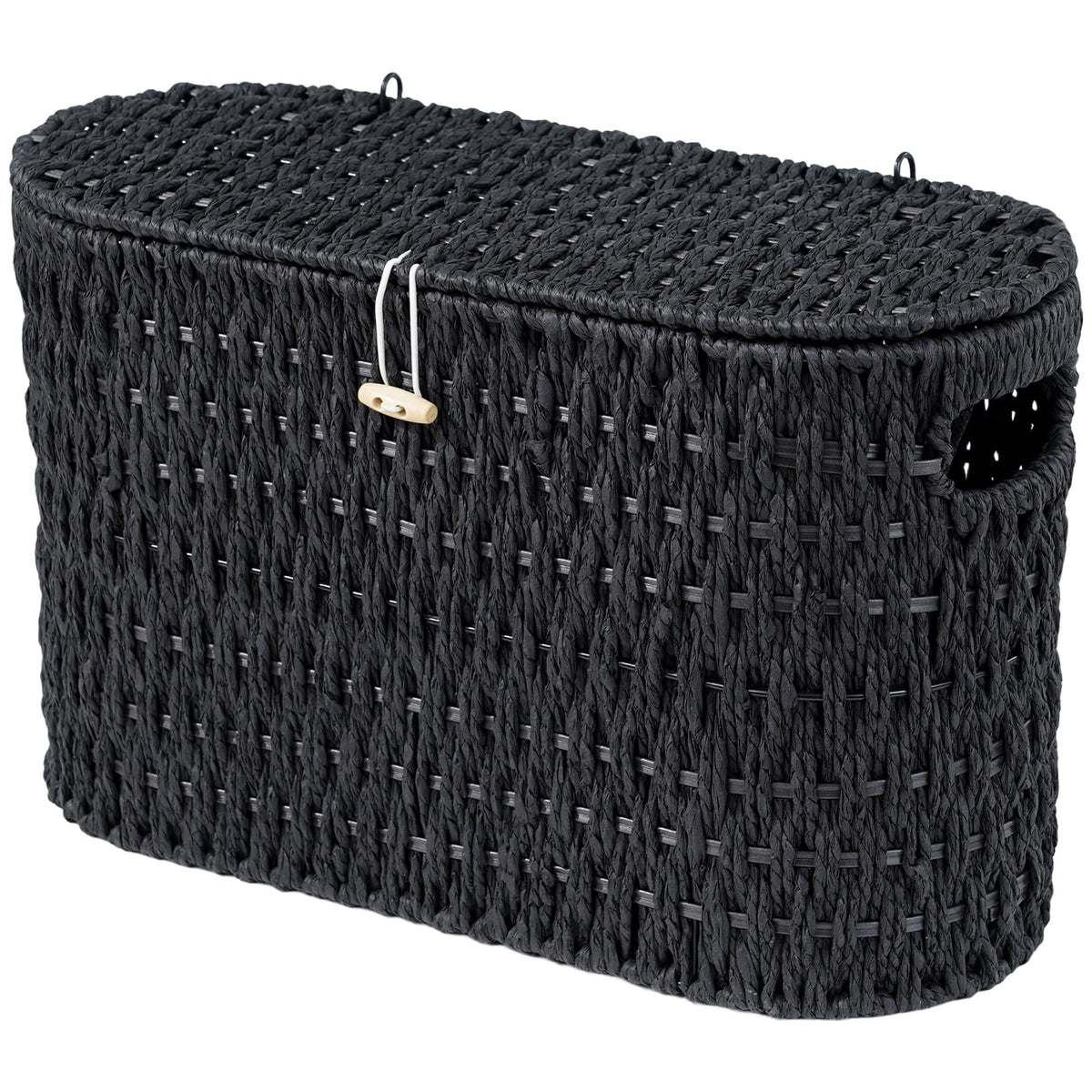 Coeusy Toilet Paper Storage Basket with Lid, Paper Rope Wicker Basket for Bathroom Organizers and Storage, Toilet Paper Holder for Up to 6 Mega Rolls, Boho Hand-Woven Decorative Decor, Natural