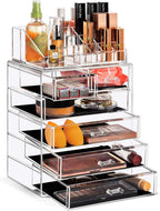 Sorbus Makeup Organizer, 6-Drawer Acrylic 2-Piece Set (Clear)