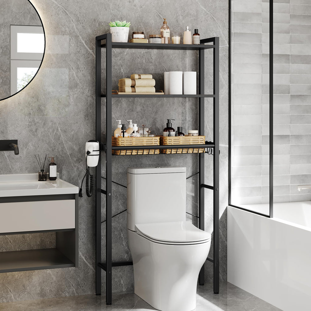 VASAGLE 4-Tier Over the Toilet Storage, Adjustable Shelves, Basket, 68.1''H