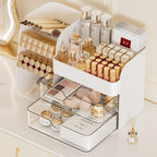 Booklov Large Makeup Organizer for Vanity Countertop, White