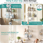 Adjustable Shower Caddy Hanging Over Shower Head, Storage Organizer Rack