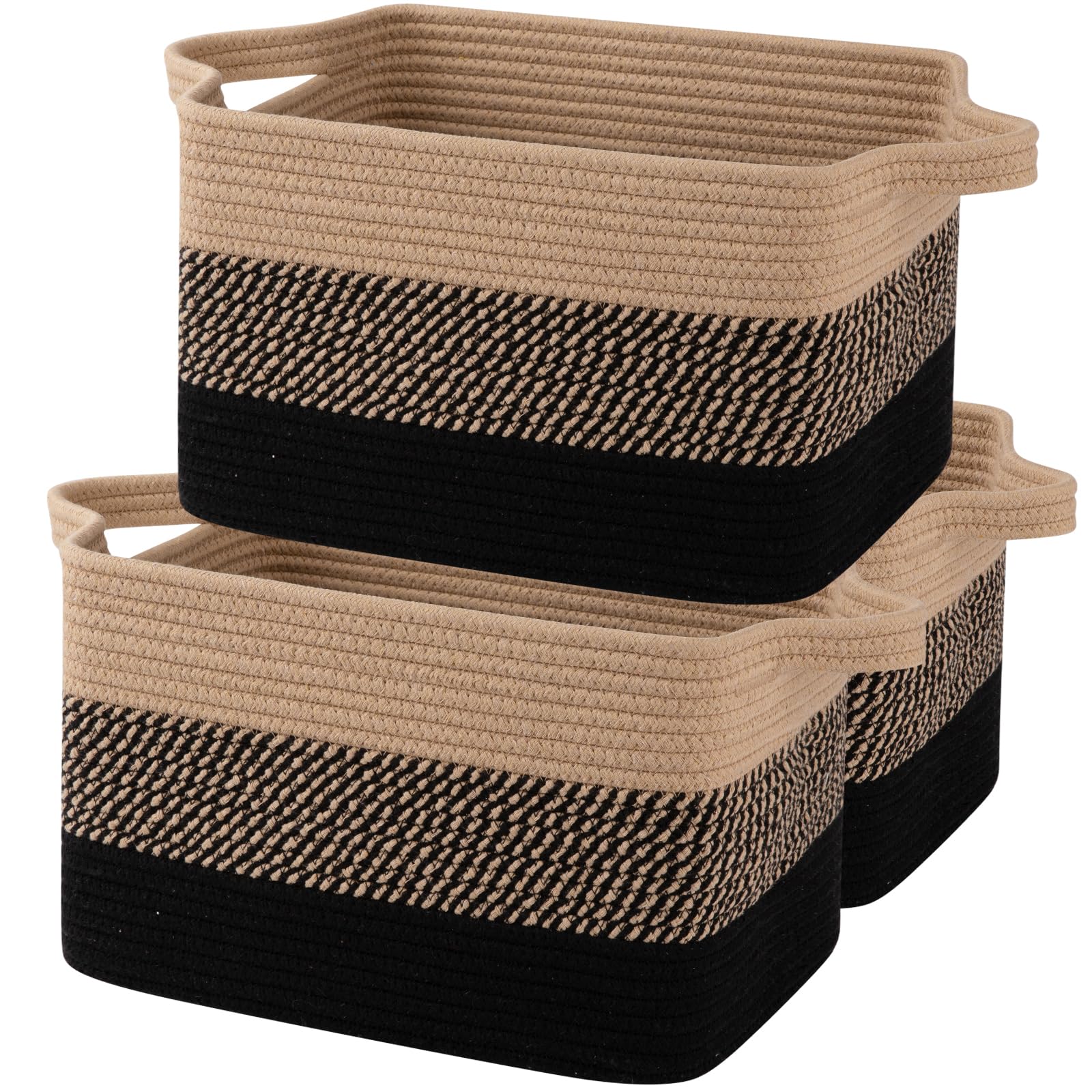 OIAHOMY Cotton Rope Storage Baskets for Organizing Gradient Yellow 3-Pack
