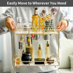 Bathroom Organizer Countertop Perfume Organizer Makeup Organizer Cosmetics Storage Display Rack Vanity Tray Dresser Stainless Steel Gold Shelf White Marble Ceramic Tray