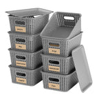 6 Pack Plastic Storage Baskets with Lid,White Stackable Bins