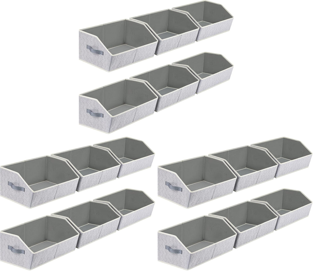 Homsorout Closet Organizers Bins 6 Packs - Large Closet Shelf Organizer with Handles, Fabric Trapezoid Storage Bins, Collapsible Storage Cubes for Clothes, Towels, Light Gray