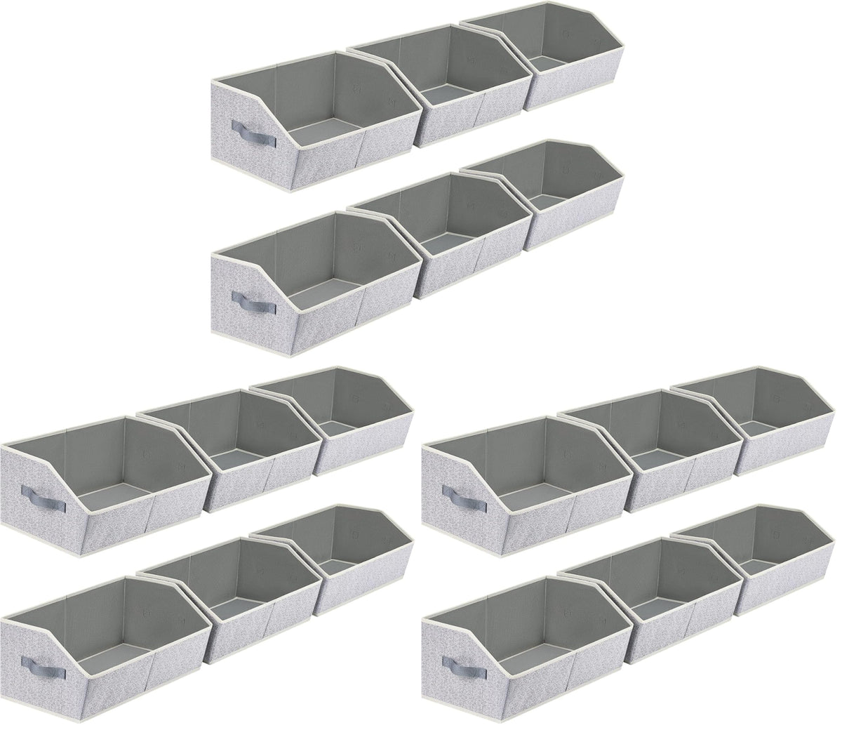 Homsorout Closet Organizers Bins 6 Packs - Large Closet Shelf Organizer with Handles, Fabric Trapezoid Storage Bins, Collapsible Storage Cubes for Clothes, Towels, Light Gray