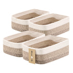 MiniArk Small Storage Baskets for Organizing | Closet Organizer Bins | Shelf Toy Basket | Woven Rope Baskets | Cube Decorative Box | Shallow Basket | L11.5xW7.5xH4.7| Brown