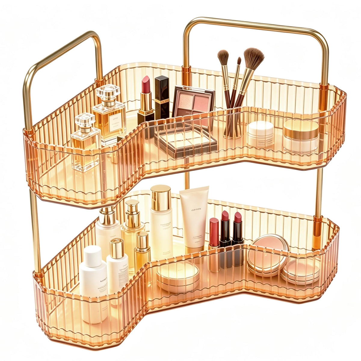 3-Tier Corner Bathroom Organizer, Skincare Vanity Counter Shelf Clear