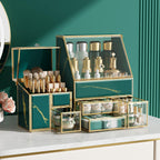 CoralHouse Glass Makeup Organizer with Brush Holder for Vanity