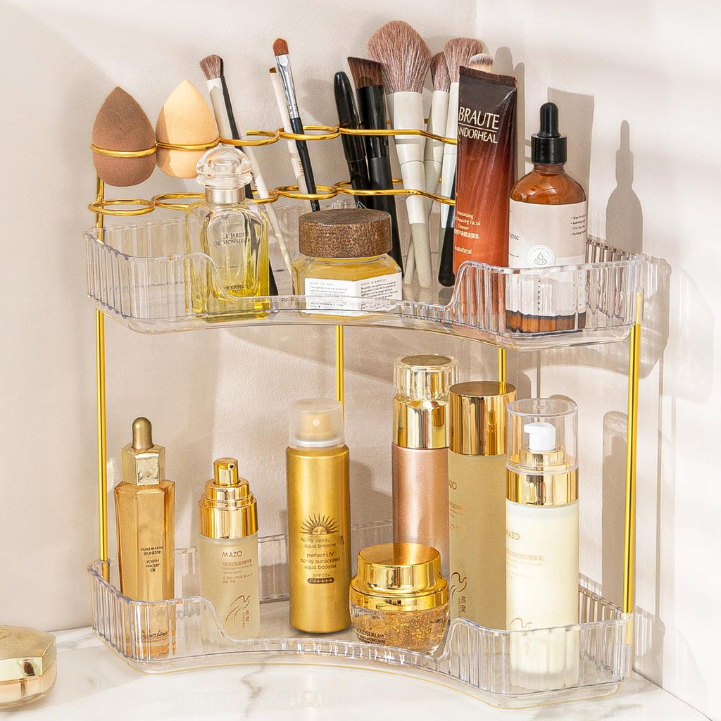 Makeup Organizer 3 Tier Bathroom Counter Organizer with Makeup Brush Holder