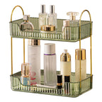 Akinbas 2 Tier Bathroom Organizer Countertop Makeup Perfume Tray Skincare Organizer for Bathroom Dresser Vanity (Green)